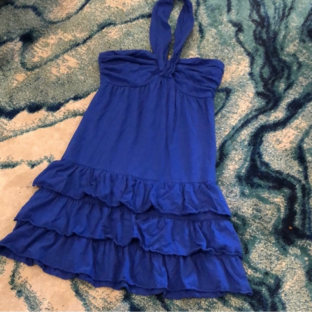 Express Blue Ruffled Dress
